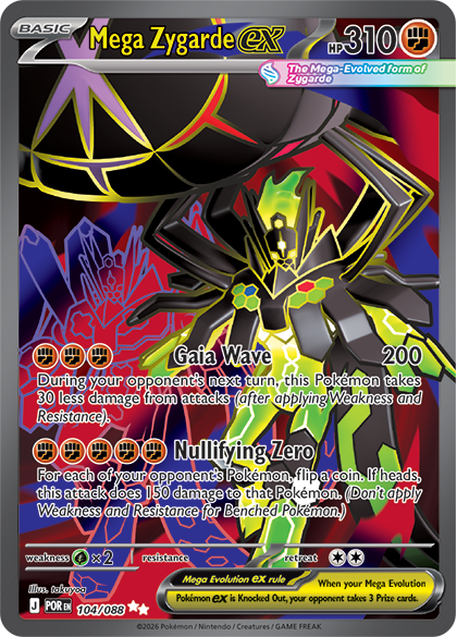 Carta Pokémon de Mega Zygarde ex - Ilustración de takuyoa - Expansión Orden Perfecto 2026