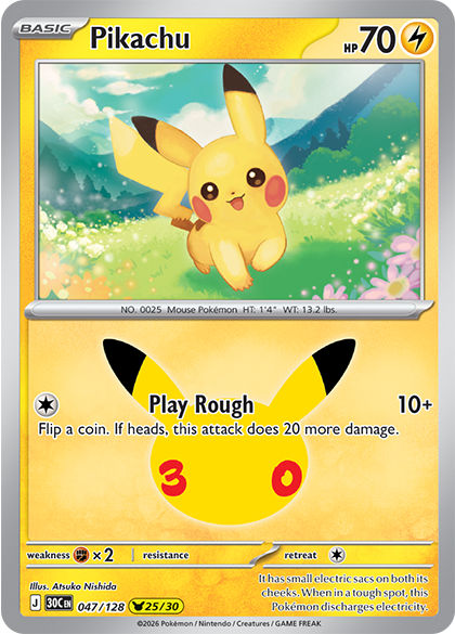 Carte Pikachu 3 30e